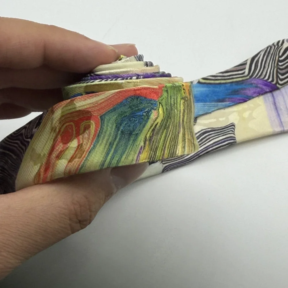 Brioni Men's 100% Silk Tie Multicolor Abstract Swirl Print Necktie Made In Italy